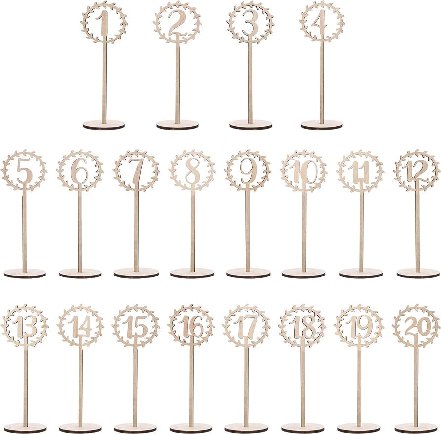 Amazon | 席札 席番号 木製 テーブルナンバー 数字1～20 席次表 結婚式